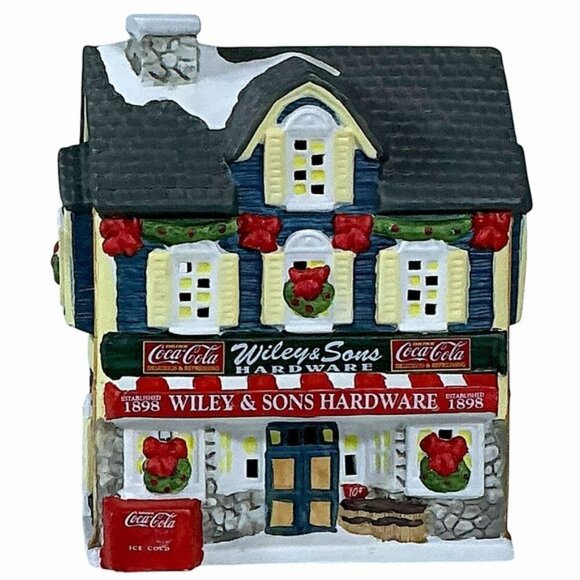 Vintage Coca Cola 1997 Town Square Village House Light Up Wiley Sons Hardware - Picture 2 of 16
